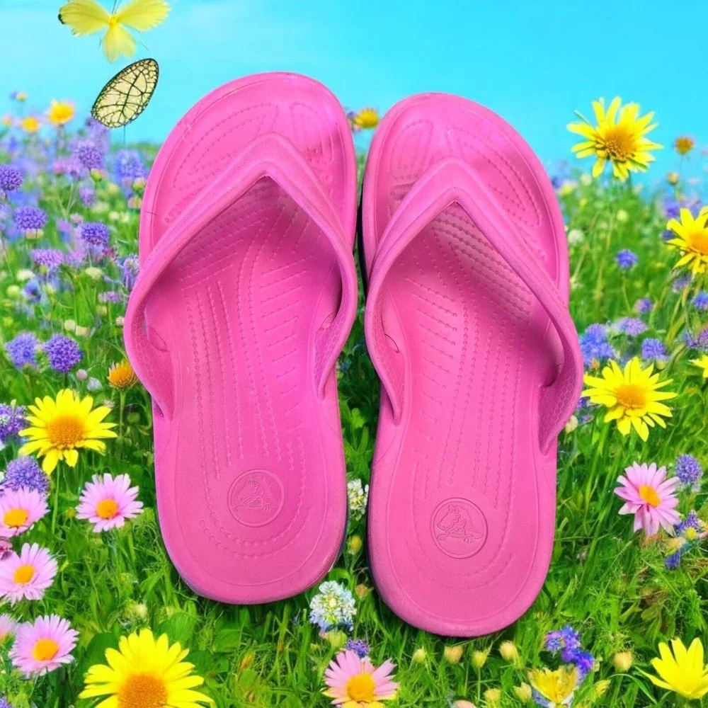 Rare Style Crocs Crocband Pink Flip Flop Sandals Comfort‎ Spring Women's Size 7